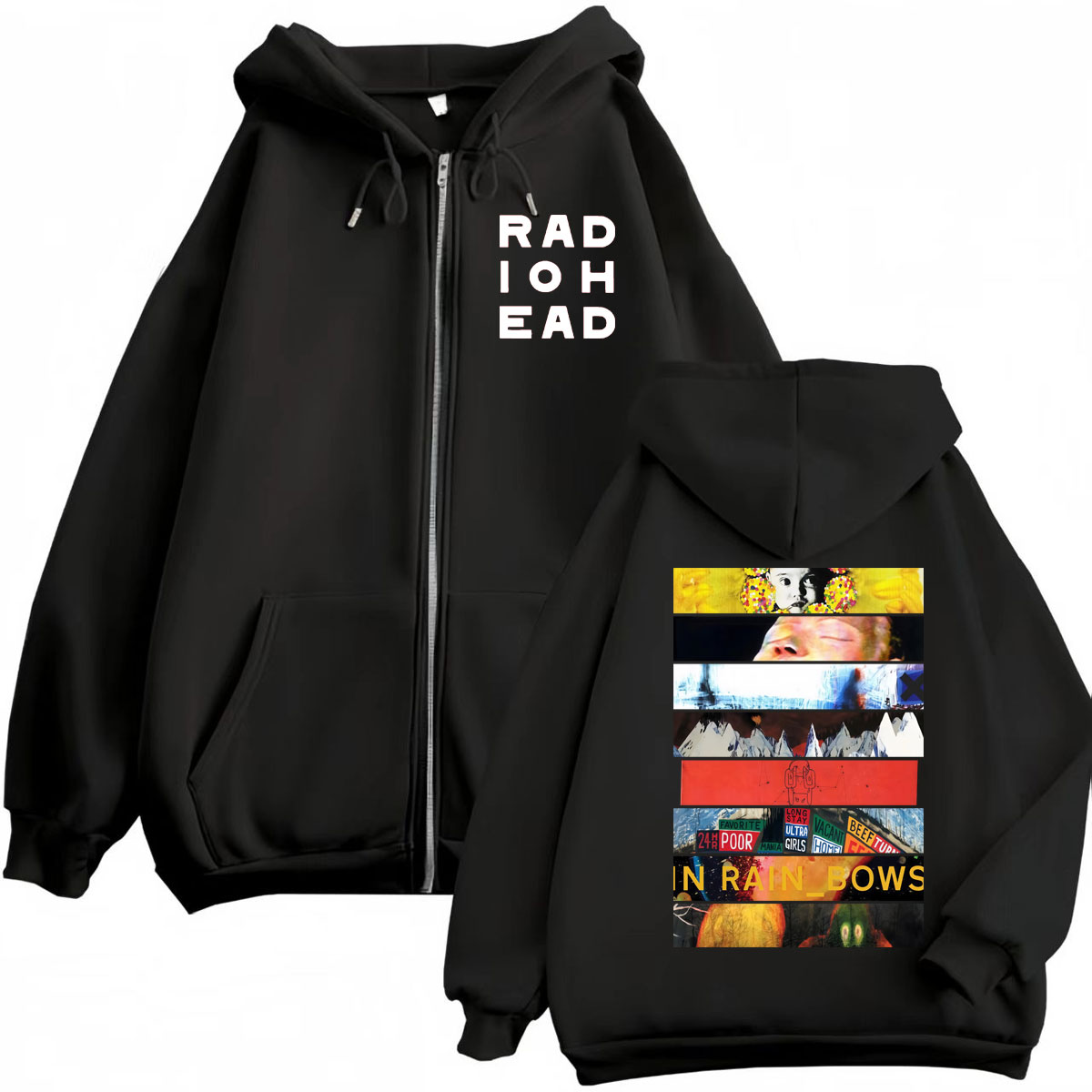 Mens Fashion Zip Up Hoodies - Rock Band Radiohead Album Graphic Zipper