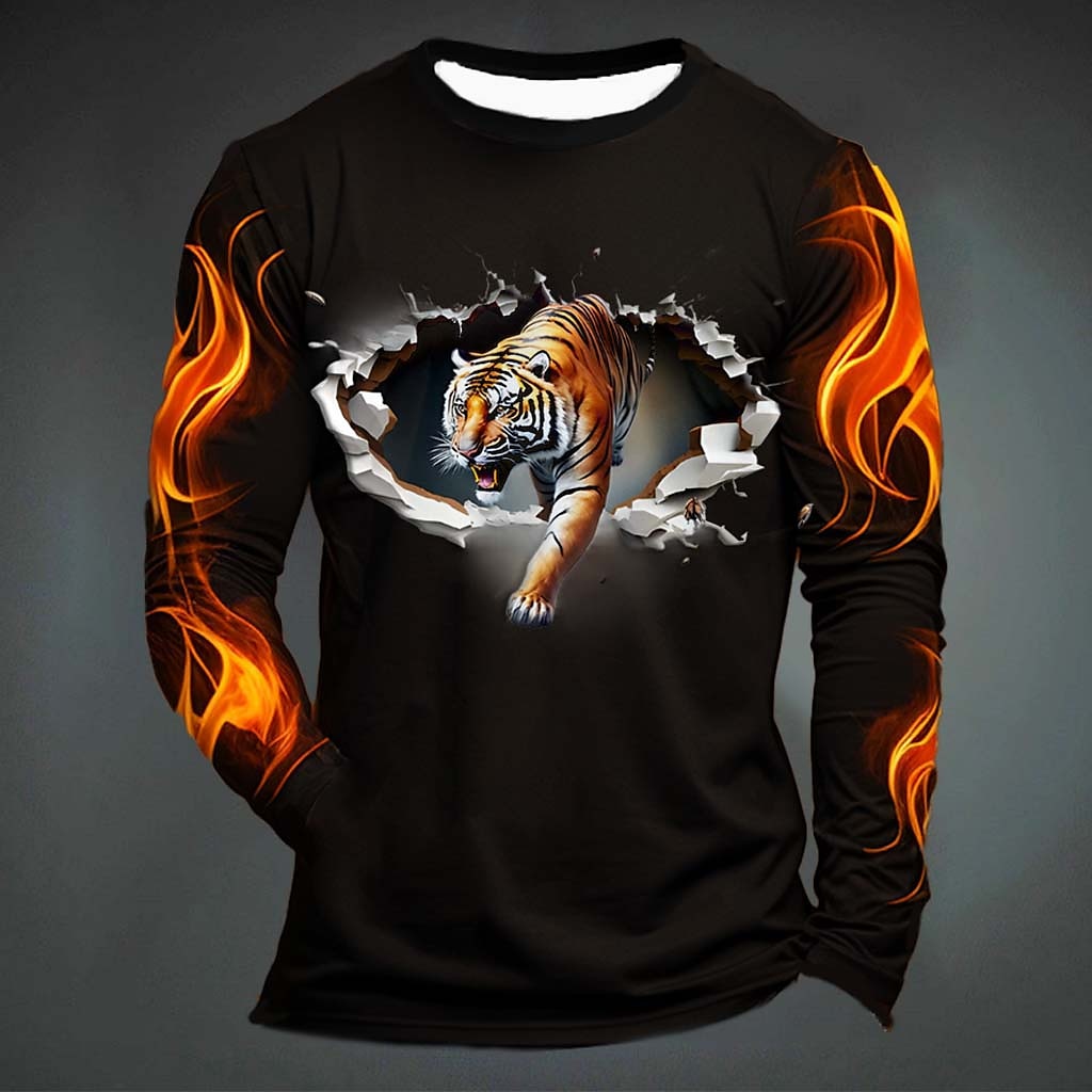 Mens Fashion Clothes - Funny Tiger Print T Shirt For
