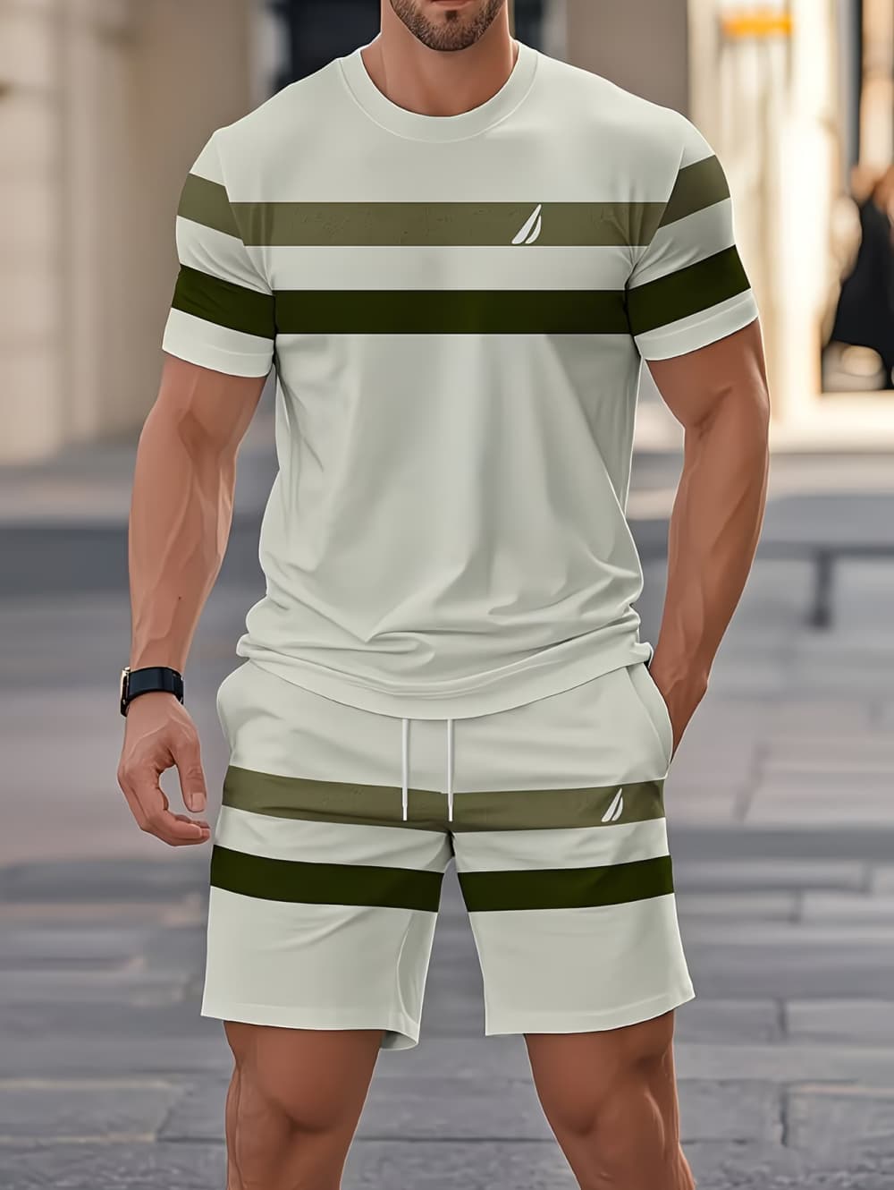 Mens Fashion Clothes - Men's Summer Sets Funny 3D Stripe