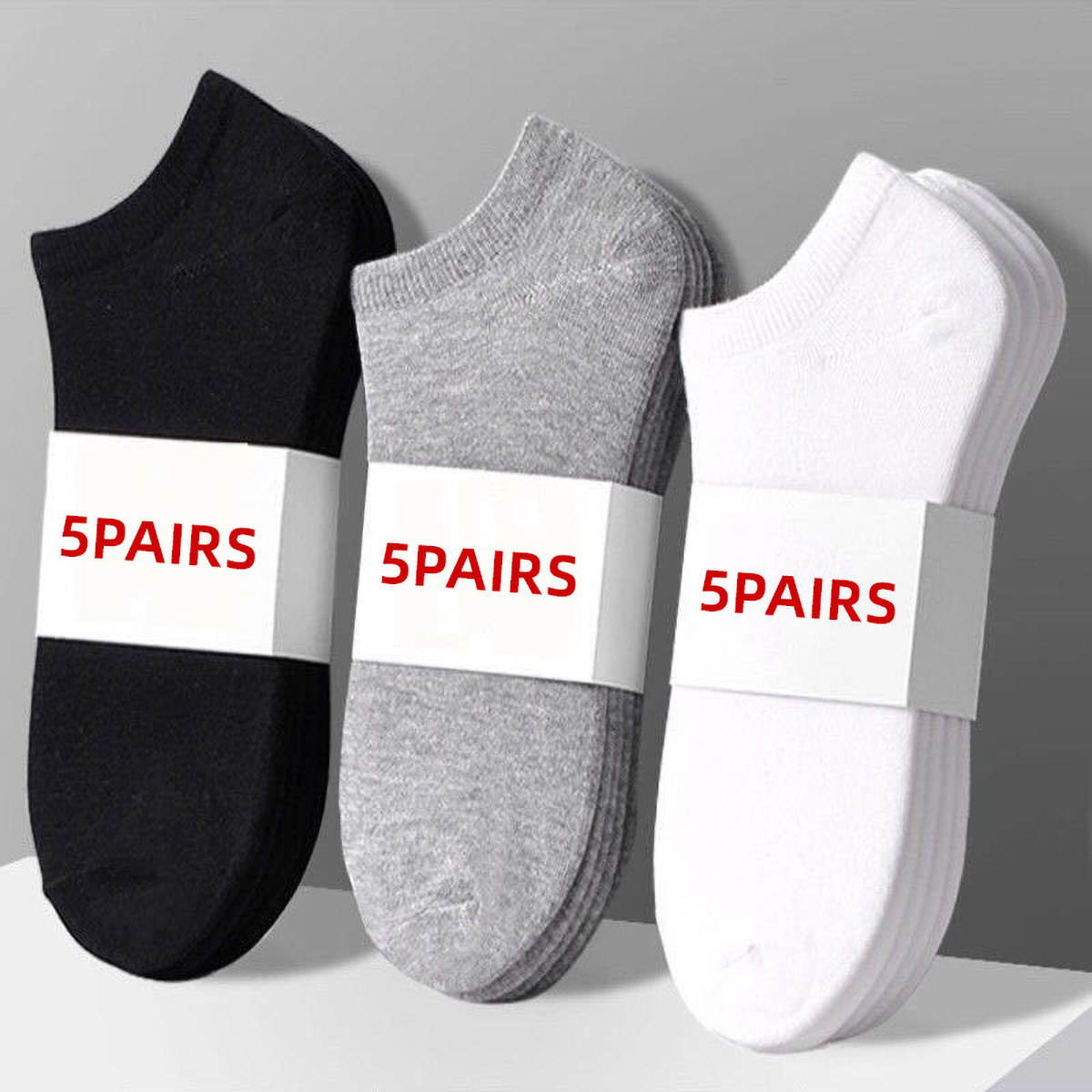 5 Pairs Unisex Casual Plain Co - Socks Ankle Men recension och pris