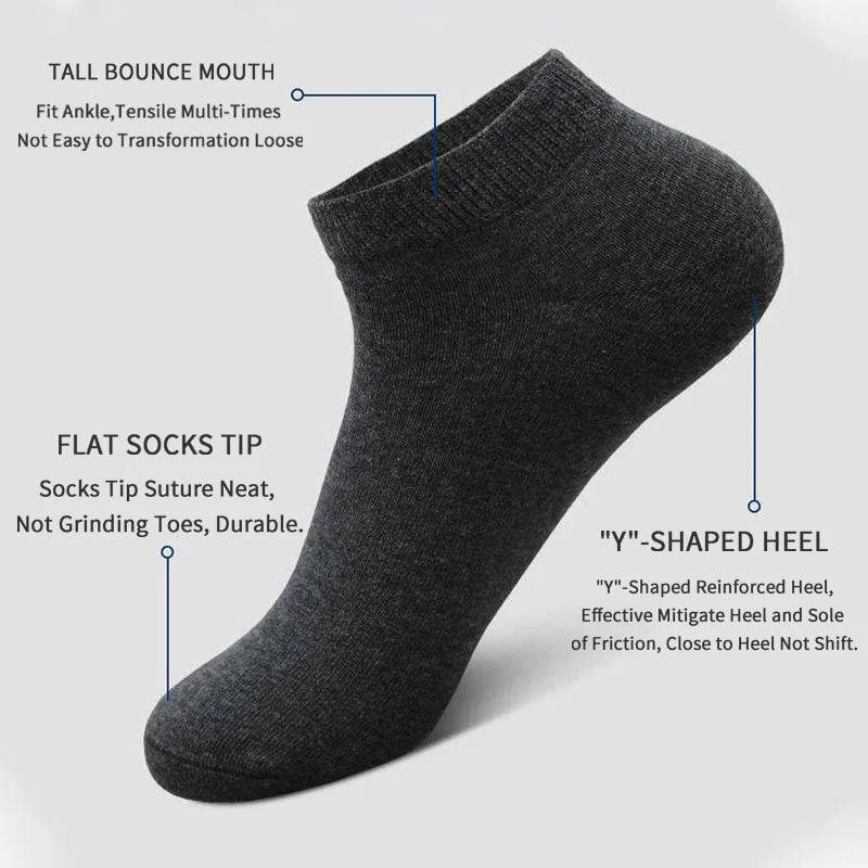 5 Pairs Unisex Casual Plain Co - Socks Ankle Men recension och pris