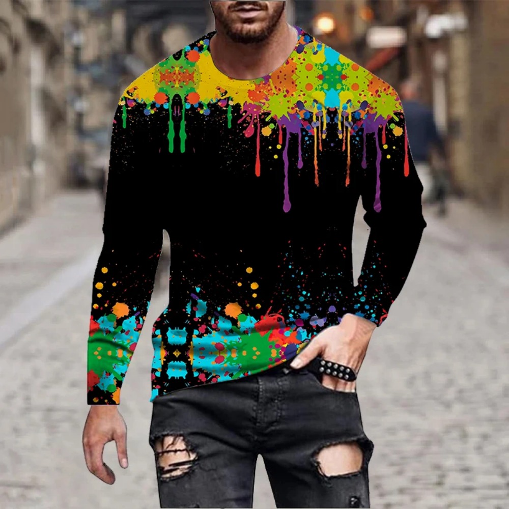 Men Rainbow Paint Splash 3D Pr - Men'S Fashion T Shirts recension och pris