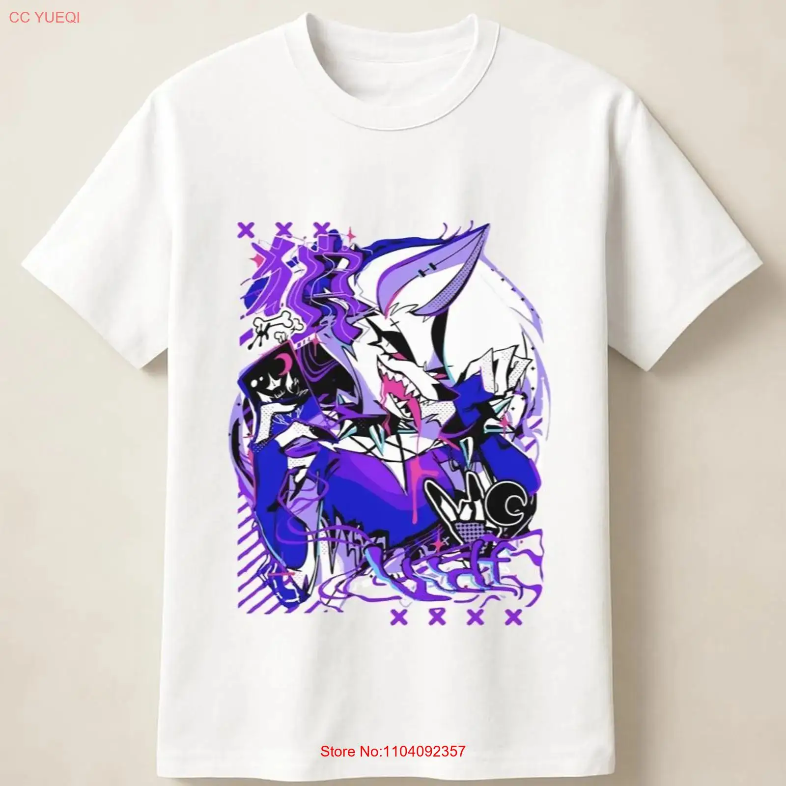 Purple Anime Wolf in Graffiti  - Poster Men Fashion recension och pris