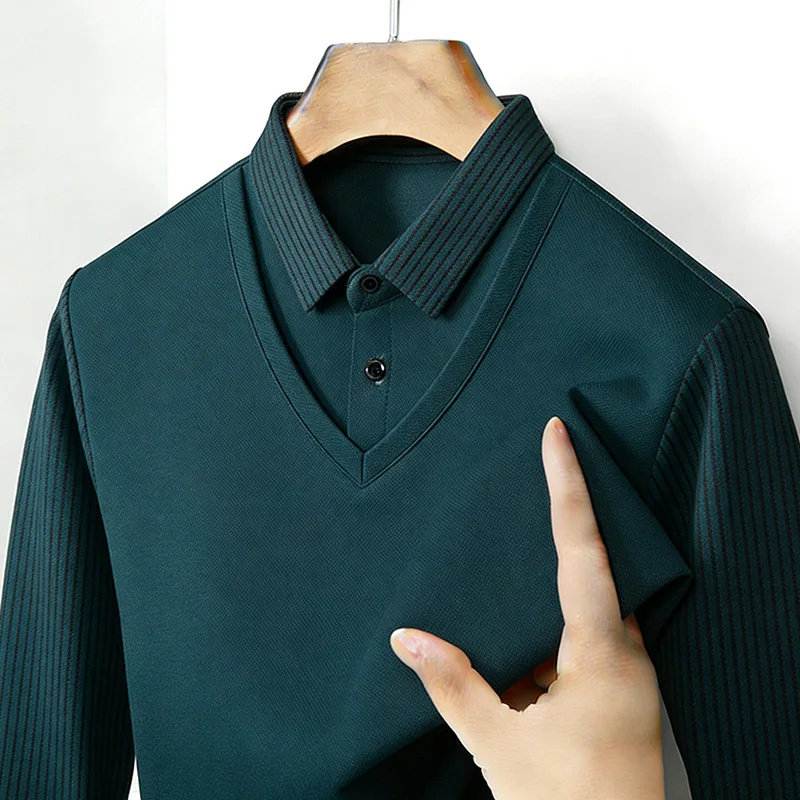 Men's Fake Two Piece Shirt Col - Mens Fashion Summer recension och pris
