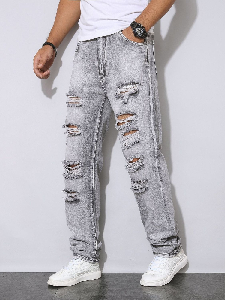 Mens Autumn Winter Distressed  - Men'S Fashion Grey Jeans recension och pris