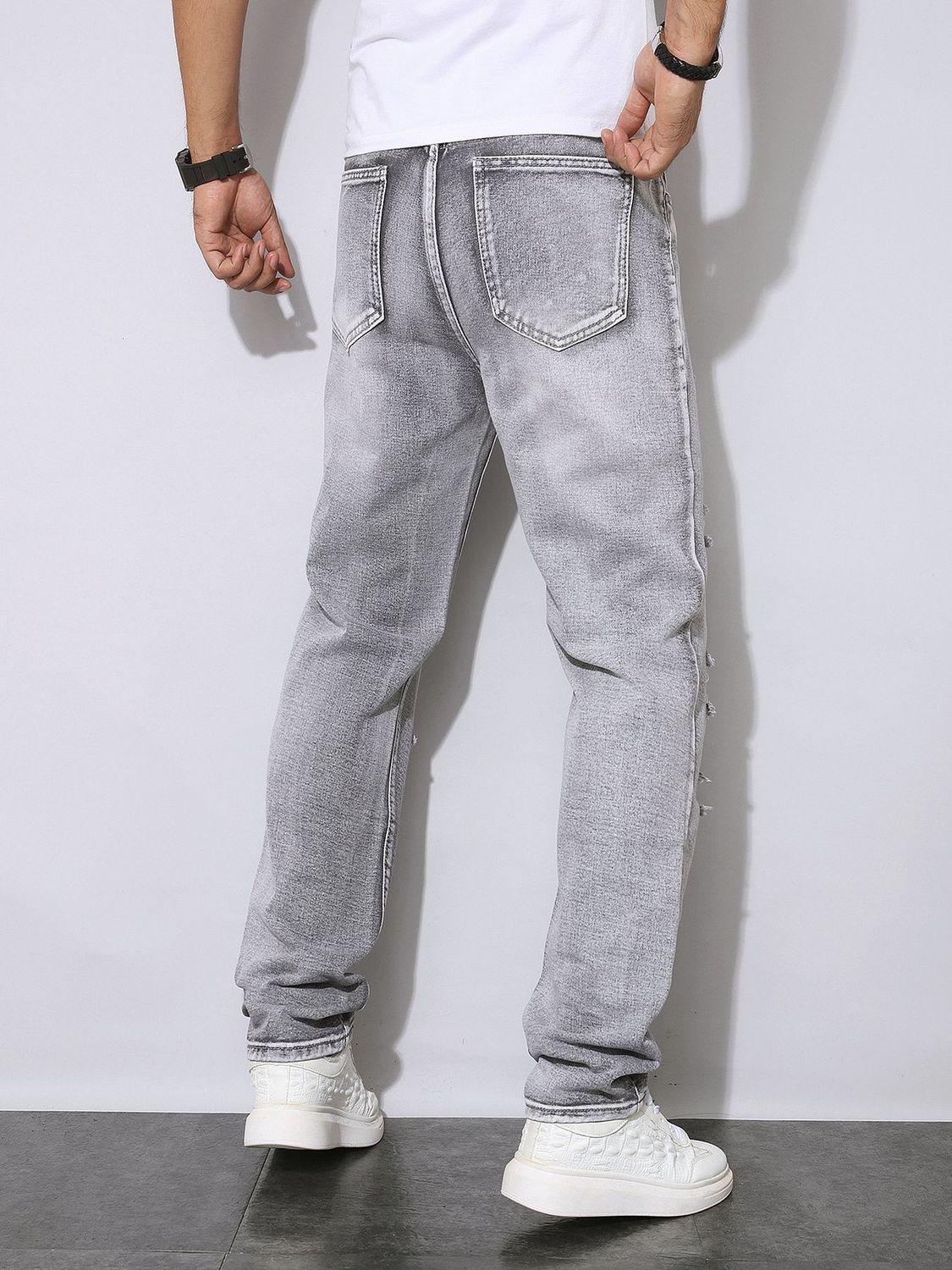 Mens Autumn Winter Distressed  - Men'S Fashion Grey Jeans recension och pris