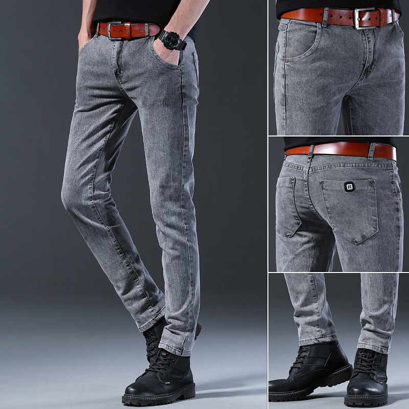 Men's Slim Elastic Grey Jeans  - Men'S Fashion Grey Jeans recension och pris