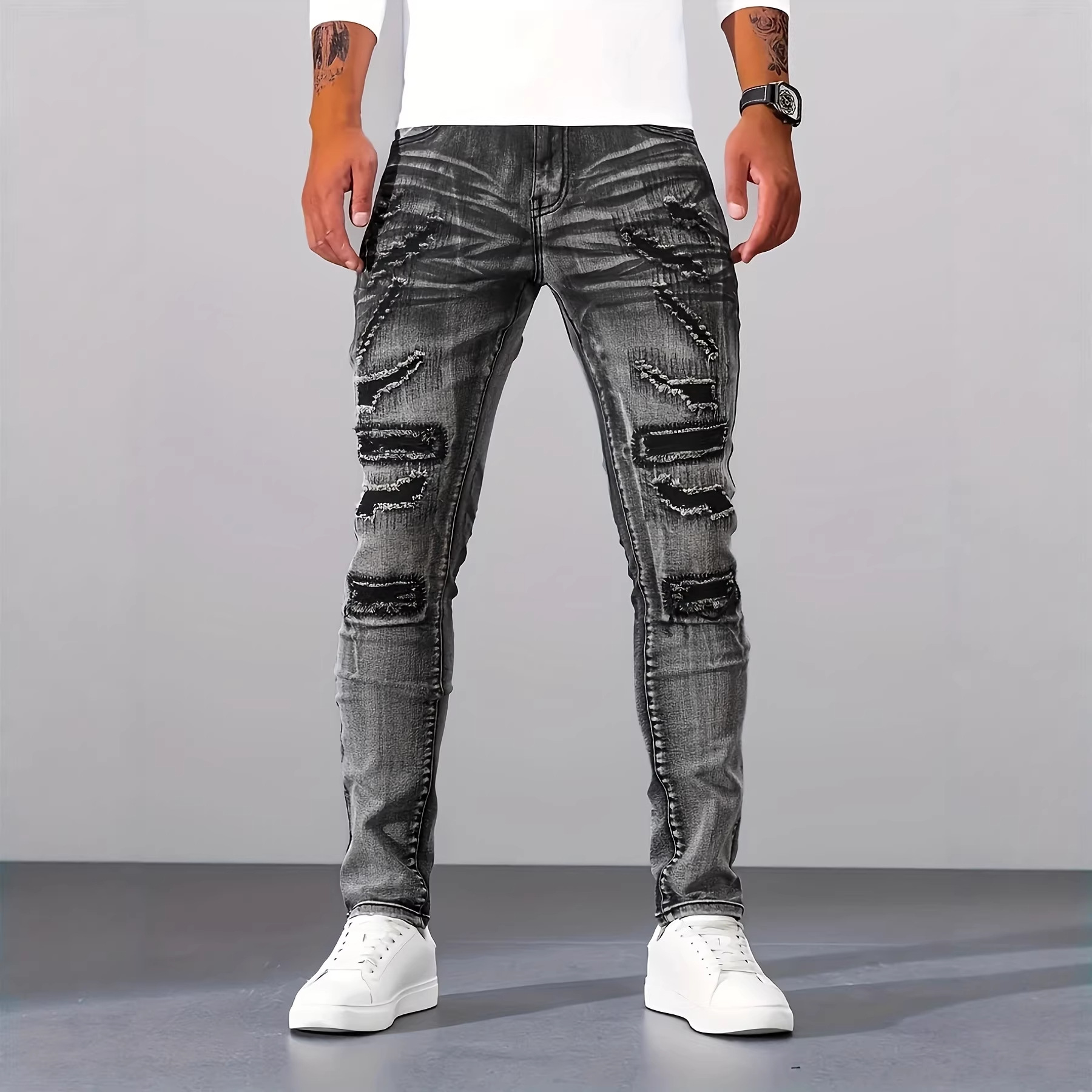Men Grey Slim Simple Casual Da - Men'S Fashion Grey Jeans recension och pris
