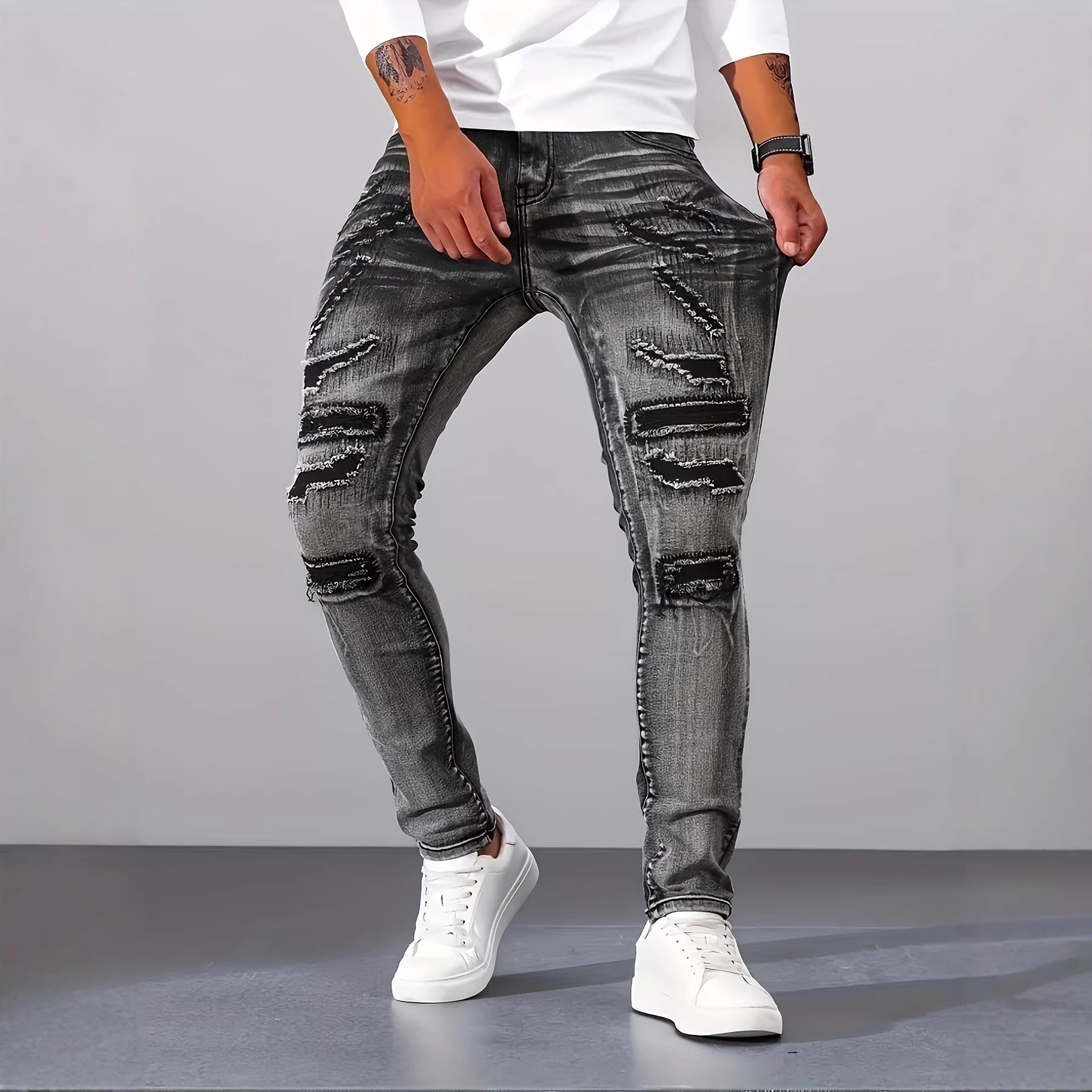 Men Grey Slim Simple Casual Da - Men'S Fashion Grey Jeans recension och pris