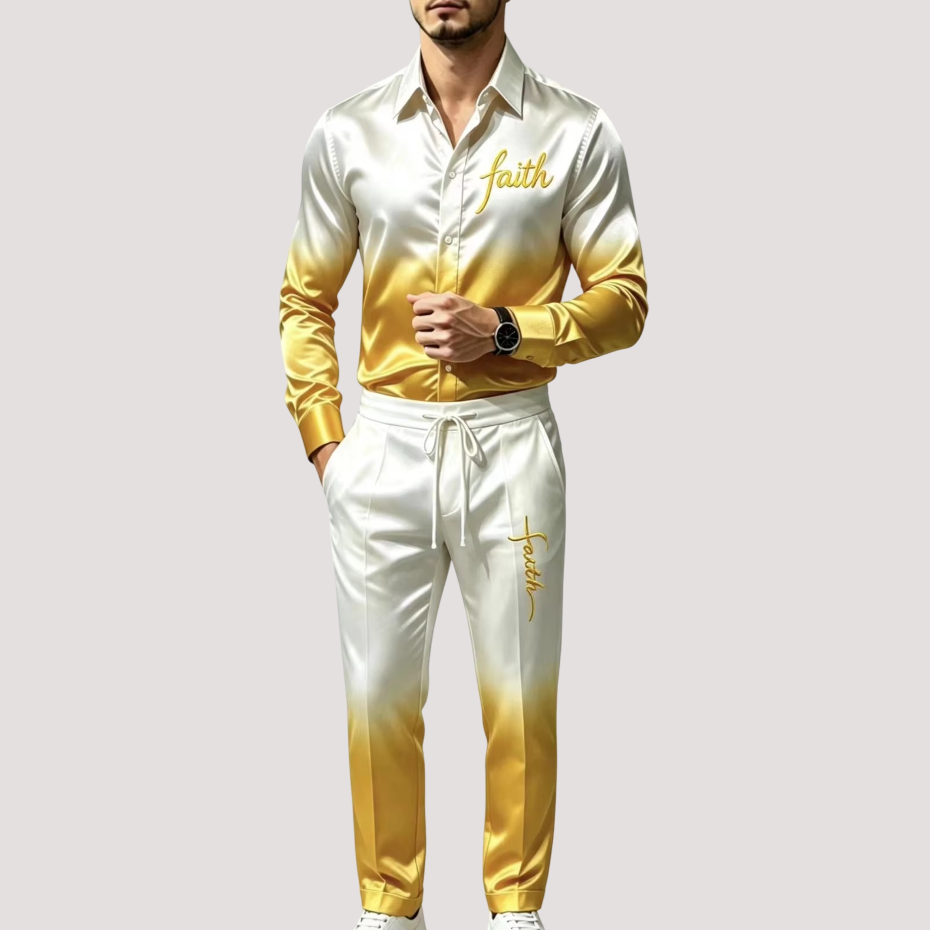 Men's Satin Silk Sports Suit T - Mens Fashion Clothes recension och pris