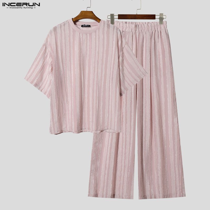 INCERUN Men's Sets Striped See - Mens Fashion Clothes recension och pris