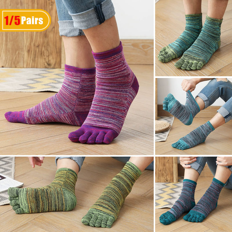 1/5 Pairs Man Colorful Toe Hap - Socks Ankle Men recension och pris