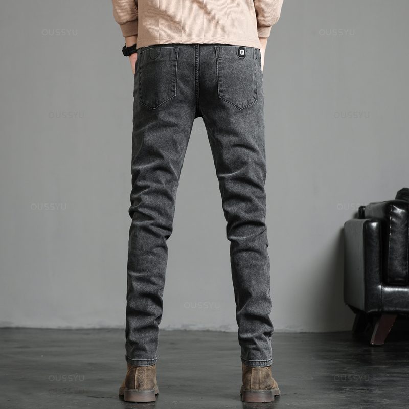 Autumn Winter Cotton Men's Cla - Men'S Fashion Grey Jeans recension och pris