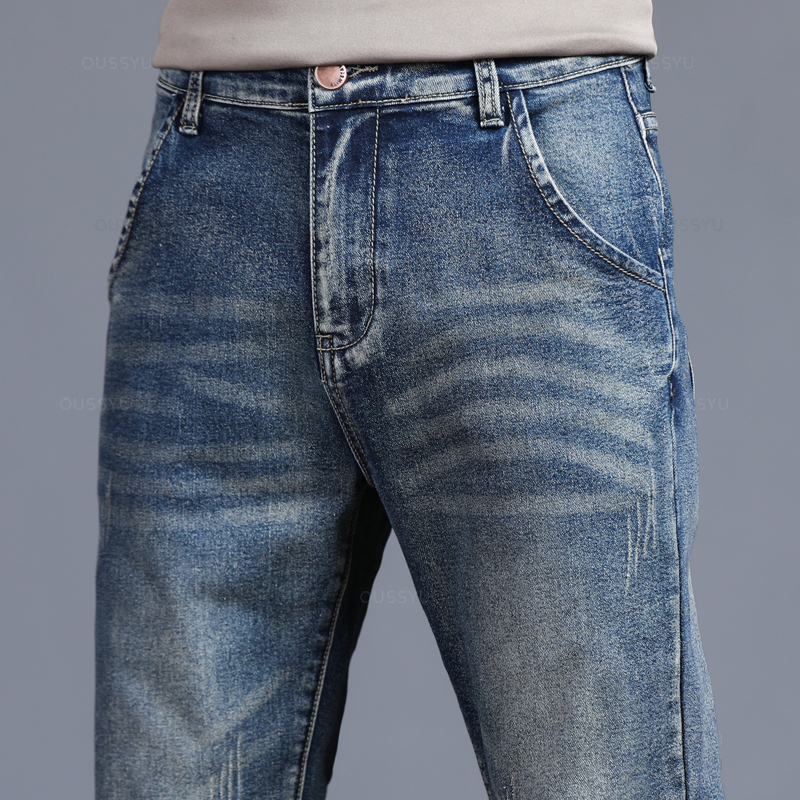 Autumn Winter Cotton Men's Cla - Men'S Fashion Grey Jeans recension och pris